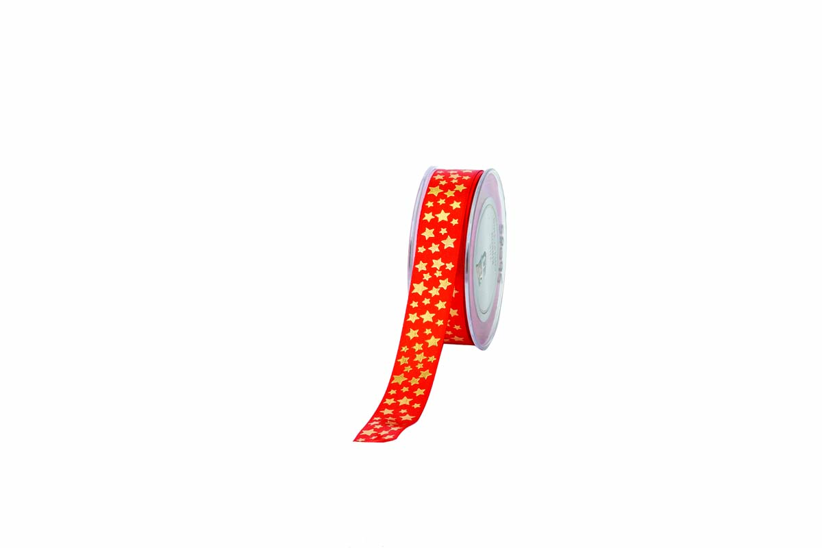 JK Home Décor - Κορδέλα Satin Shine Stars 2.3cmx23m Κόκκινο
