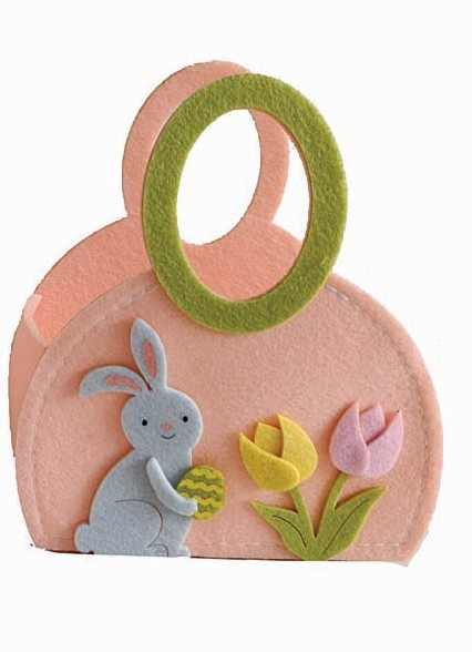 JK Home Décor - Καλάθι Τσόχινο Ροζ με Τουλίπες 17x8.5x19.5cm