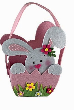 JK Home Décor - Καλάθι Τσόχινο με Κουνέλι Ροζ 18x8.5x21cm