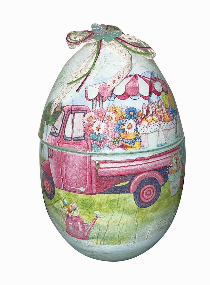 JK Home Décor - Αυγό Ανοιγόμενο με Λουλούδια 16cm
