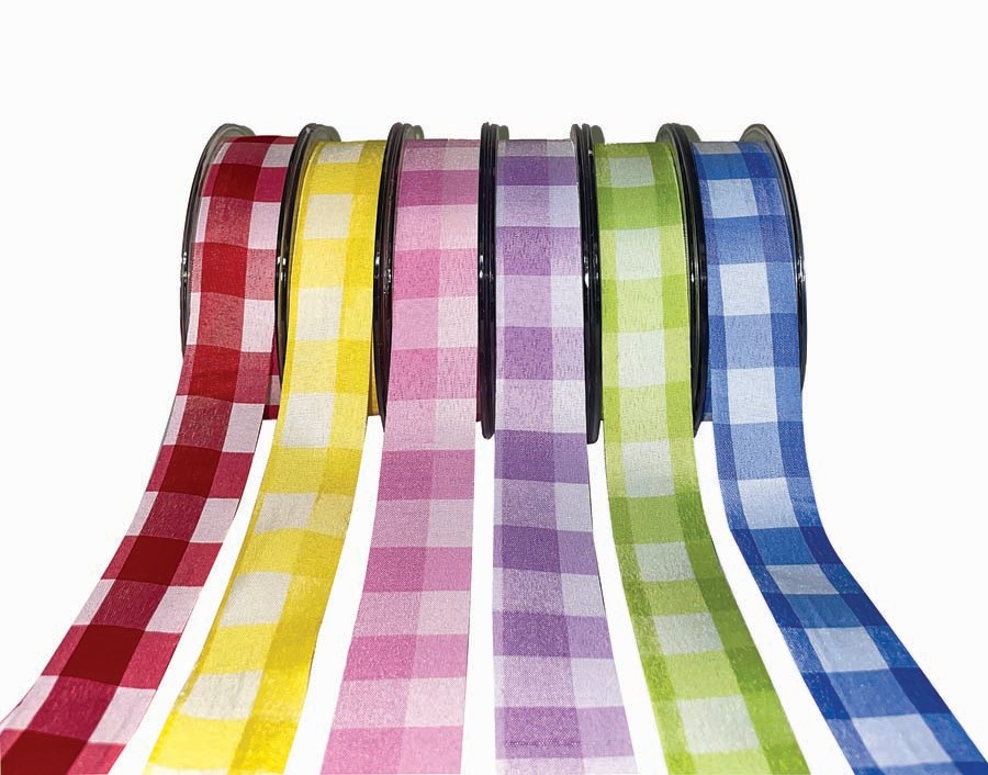 JK Home Décor - Κορδέλα Big Chechers - Linen Ροζ 2.8cmX9m