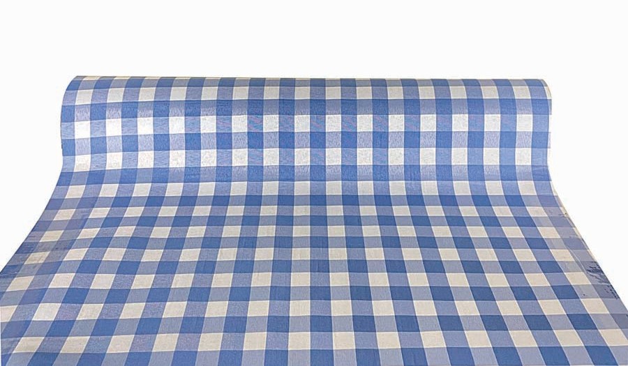 JK Home Décor - Ύφασμα Big Chechers - Linen Μπλε 50cmX5m
