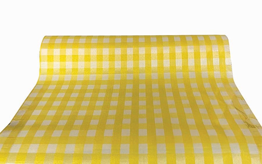 JK Home Décor - Ύφασμα Big Chechers - Linen Κίτρινο 50cmX5m