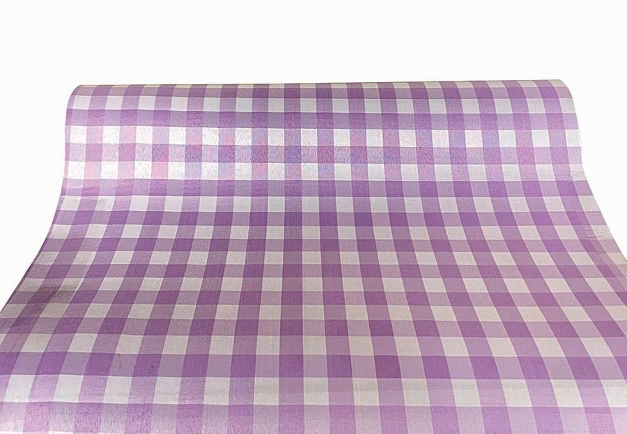 JK Home Décor - Ύφασμα Big Chechers - Linen Μωβ 50cmX5m