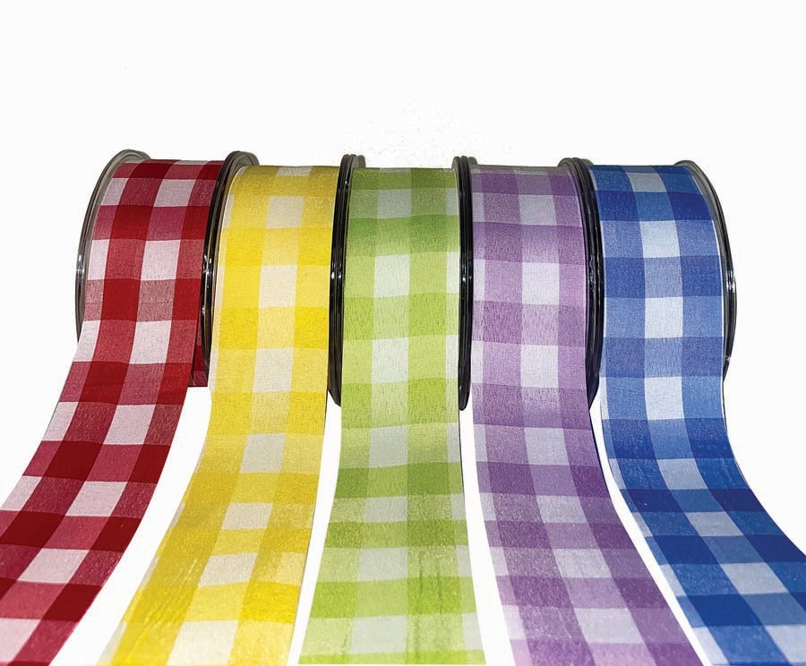 JK Home Décor - Κορδέλα Big Chechers - Linen Κόκκινο 4.8cmX9m