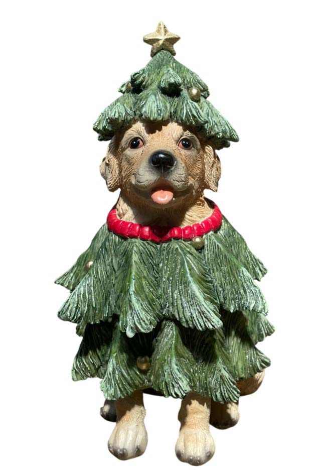 JK Home Décor - Σκύλος Ντυμένος Δέντρο 14x13x24cm