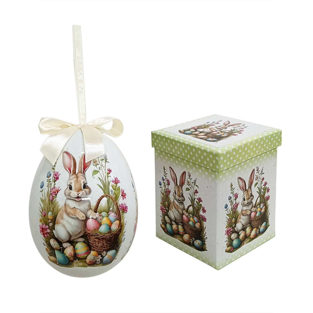 JK Home Décor - Αυγό Κουνελάκια με Κουτί 15cm