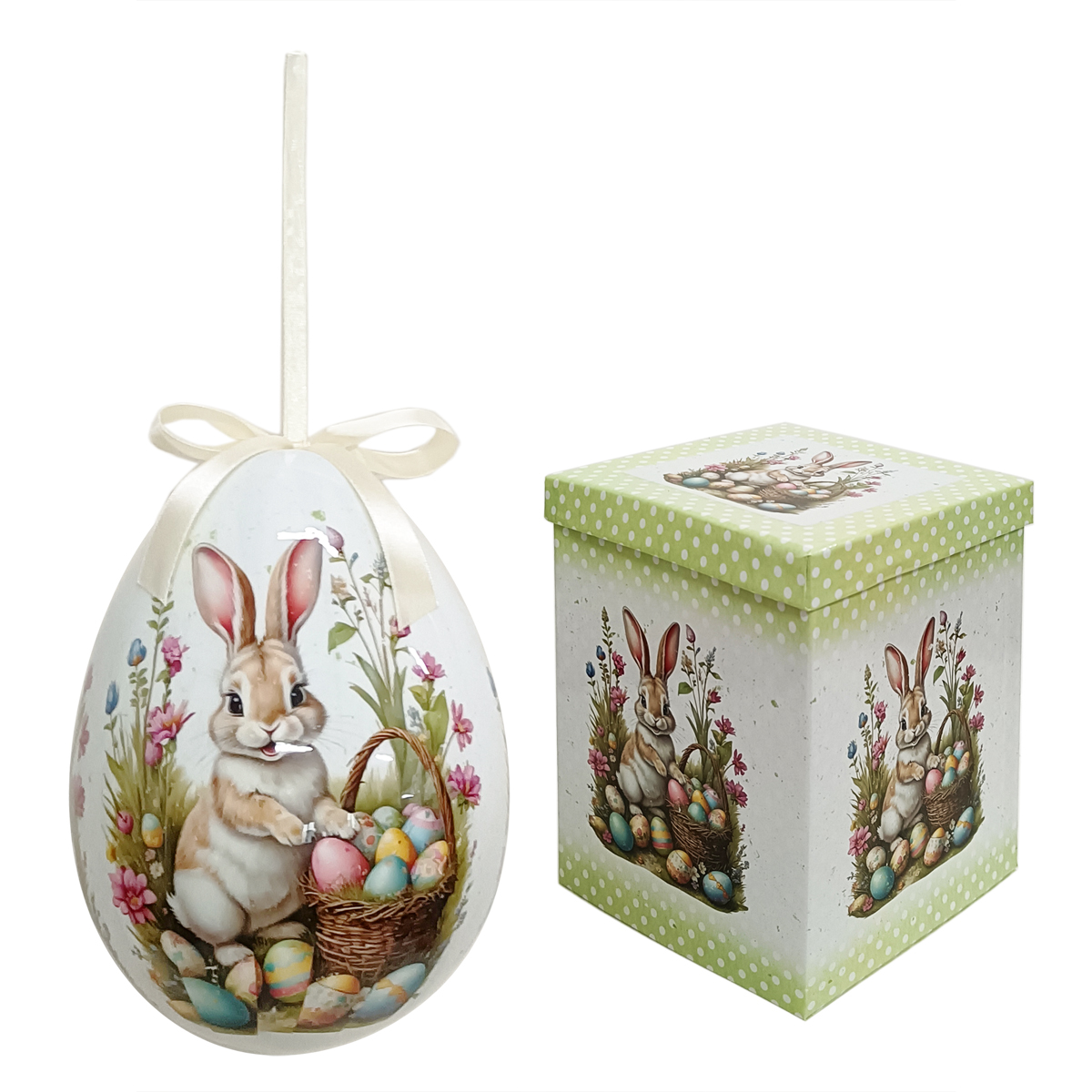 JK Home Décor - Αυγό Κουνελάκια με Κουτί 20cm