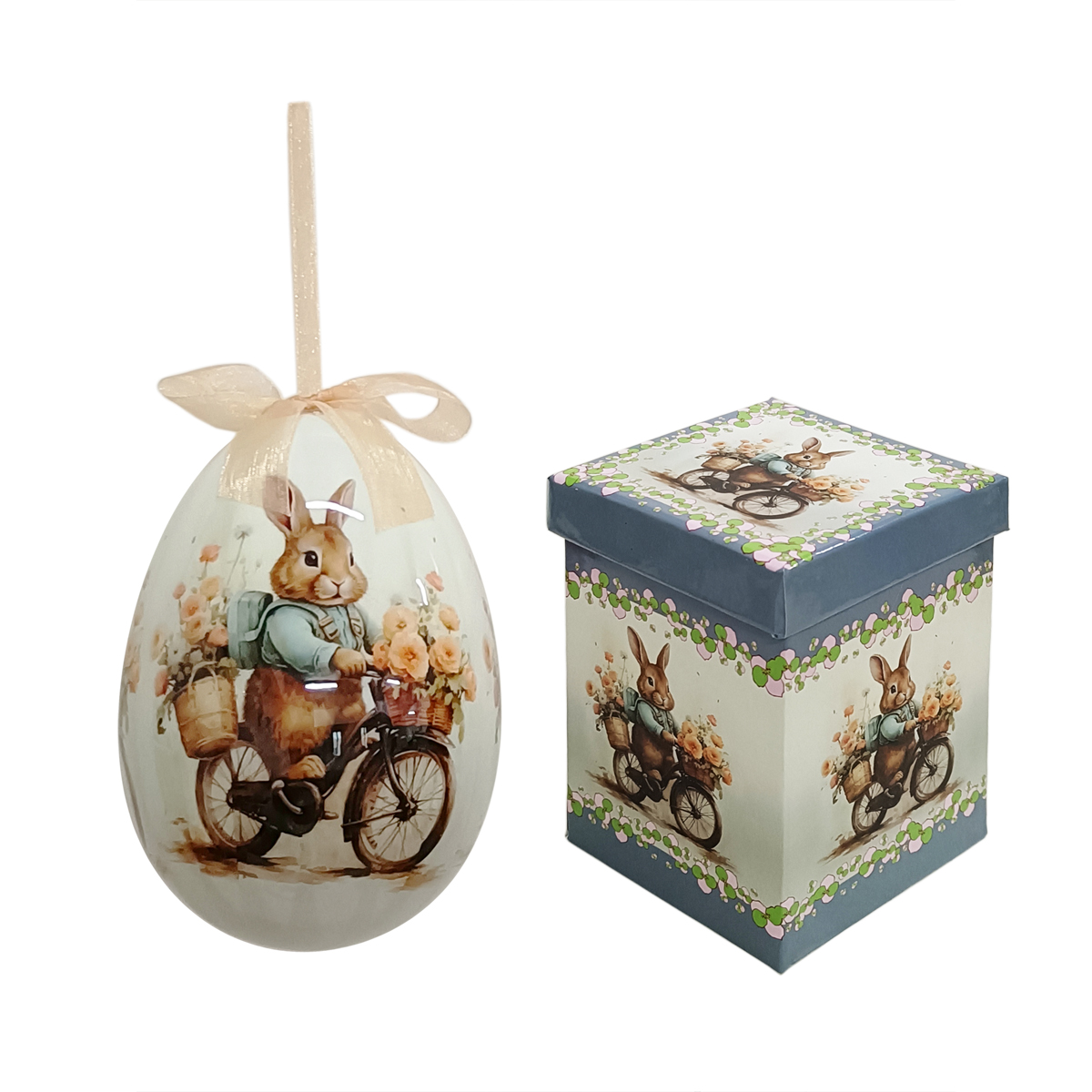 JK Home Décor - Αυγό Κουνελάκια με Κουτί 15cm