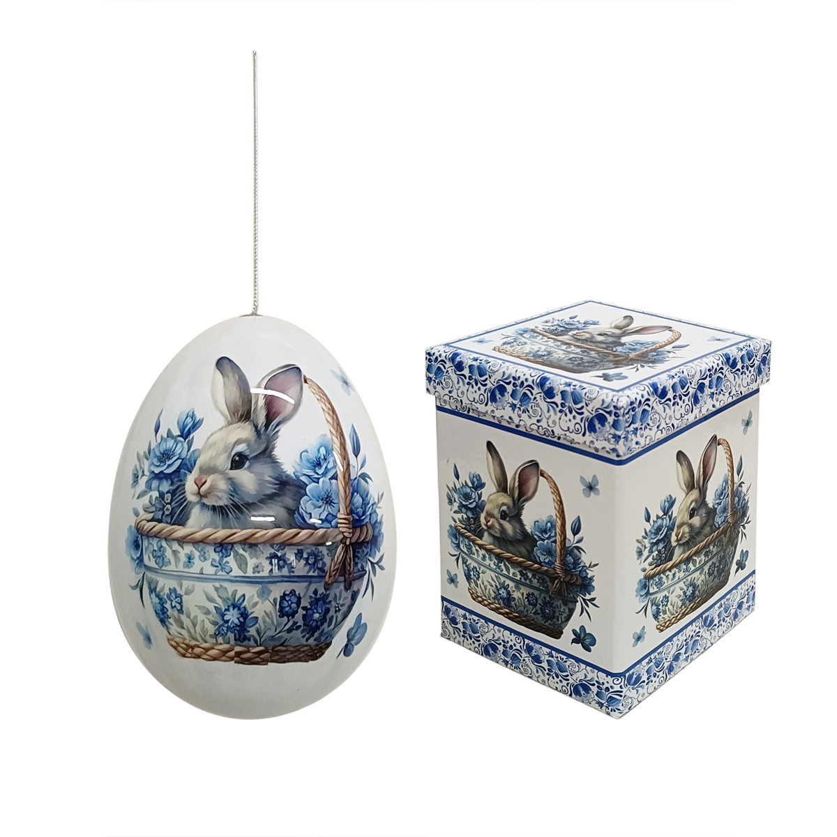 JK Home Décor - Αυγό Κουνελάκια με Κουτί Chinoiserie 15cm
