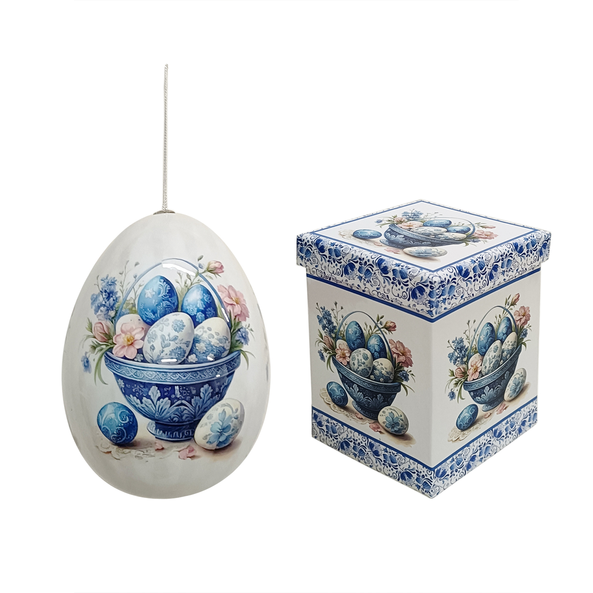 JK Home Décor - Αυγό Κουνελάκια με Κουτί Chinoiserie 15cm