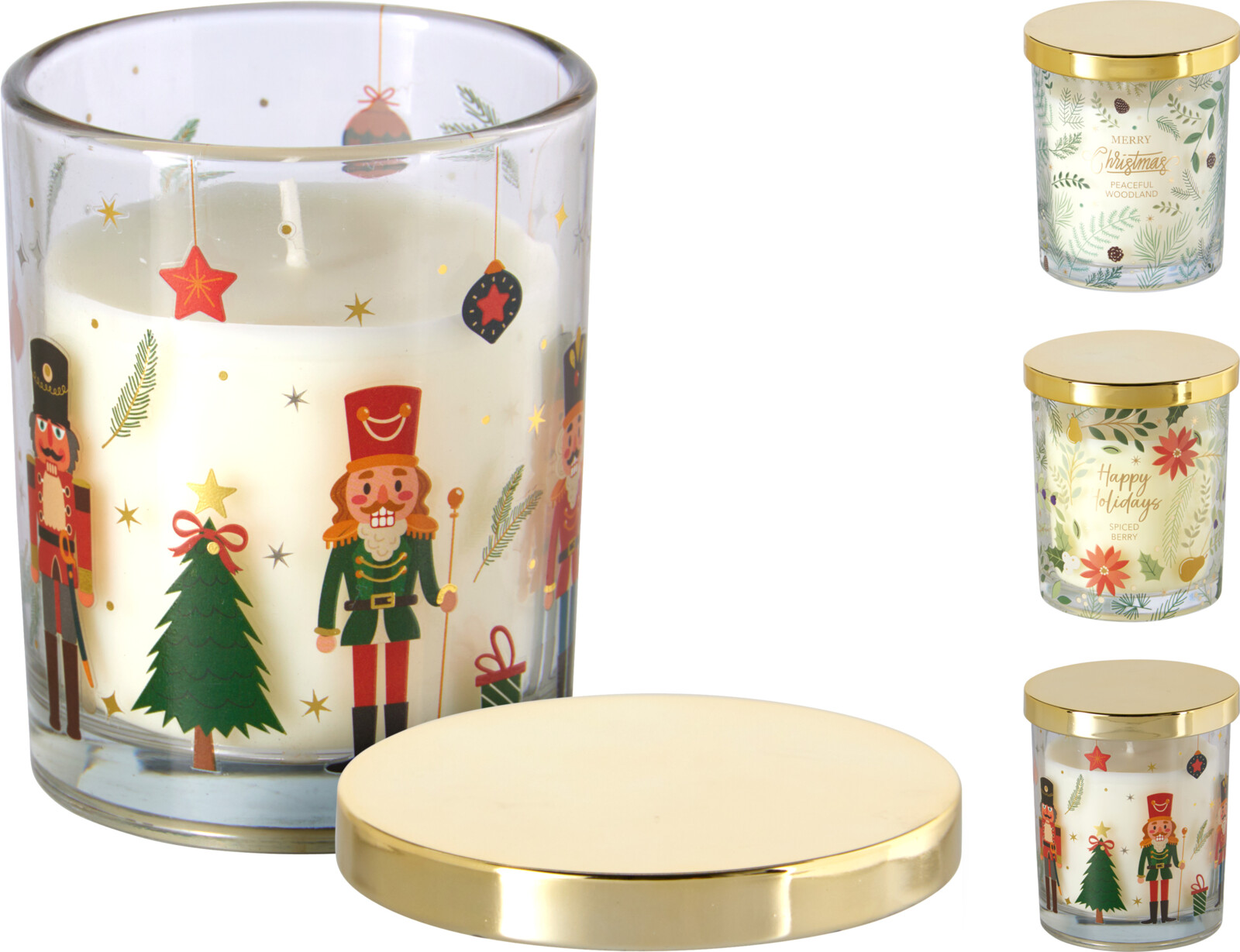 JK Home Décor - Κερί Αρωματικό Happy Holidays σε Γυαλί 8x10cm 2Σχδ