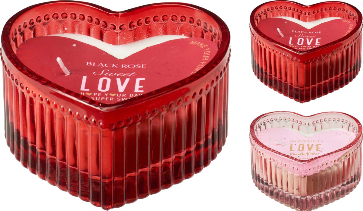 JK Home Décor - Κερί Αρωματικό Καρδιά σε Γυαλί 9x4cm 2Σχδ