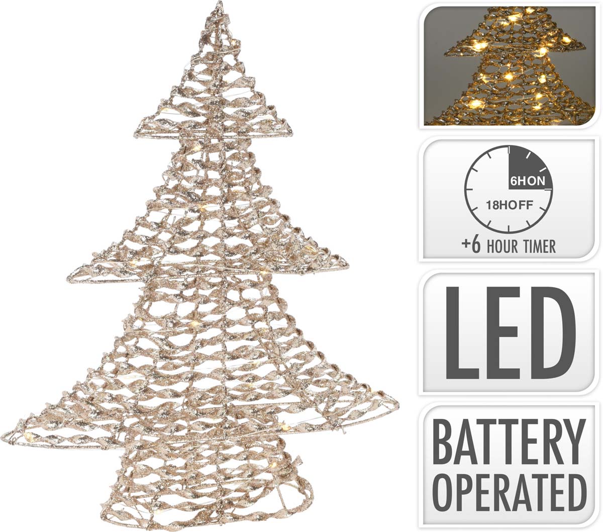 JΚ Home Décor - Δέντρο Χρυσό 30LED 33x8x40cm