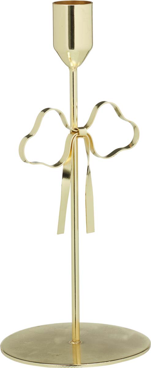 JK Home Décor - Κηροπήγιο με Φιόγκο από Μέταλλο Χρυσό 9x20cm