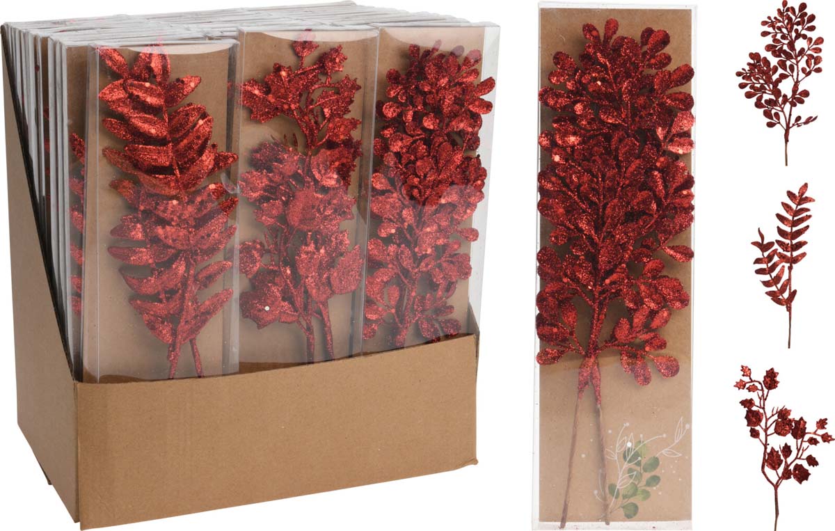 JΚ Home Décor - Κλαδί Glitter Κόκκινο 30cm