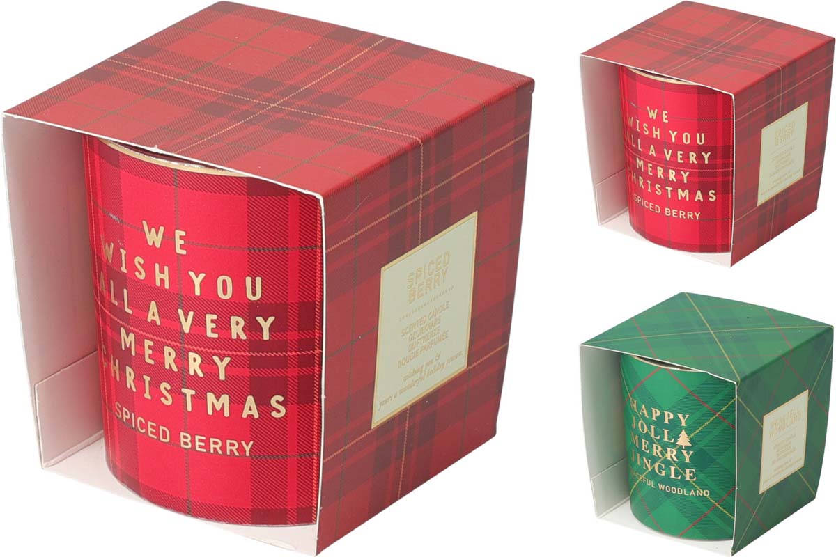 JK Home Décor - Κερί Αρωματικό Christmas σε Γυαλί 7x7.5cm 2Σχδ