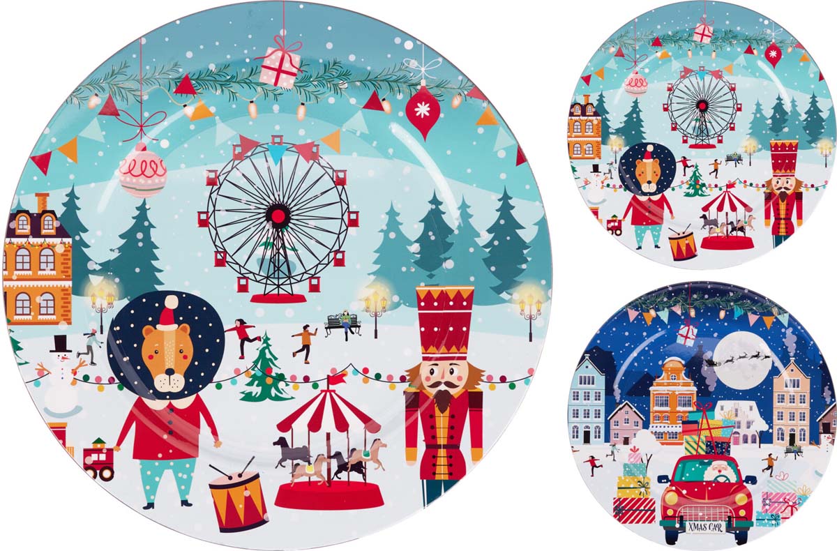 JK Home Décor - Πιατέλα Christmas από Πλαστικό 33cm 2Σχδ