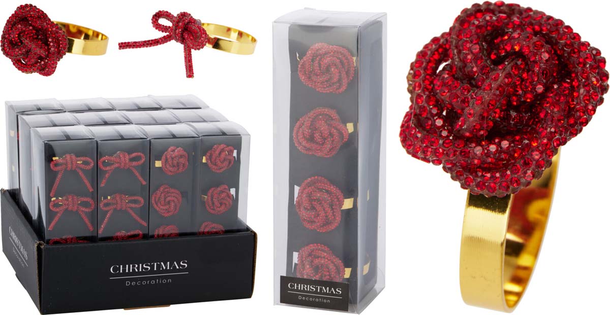 JK Home Décor - Κρίκος Πετσέτας Κόκκινο 2Σχδ S/4