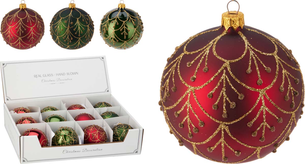 JK Home Décor - Μπάλα Χριστουγέννων Golden Drops από Γυαλί 8cm 4Σχδ