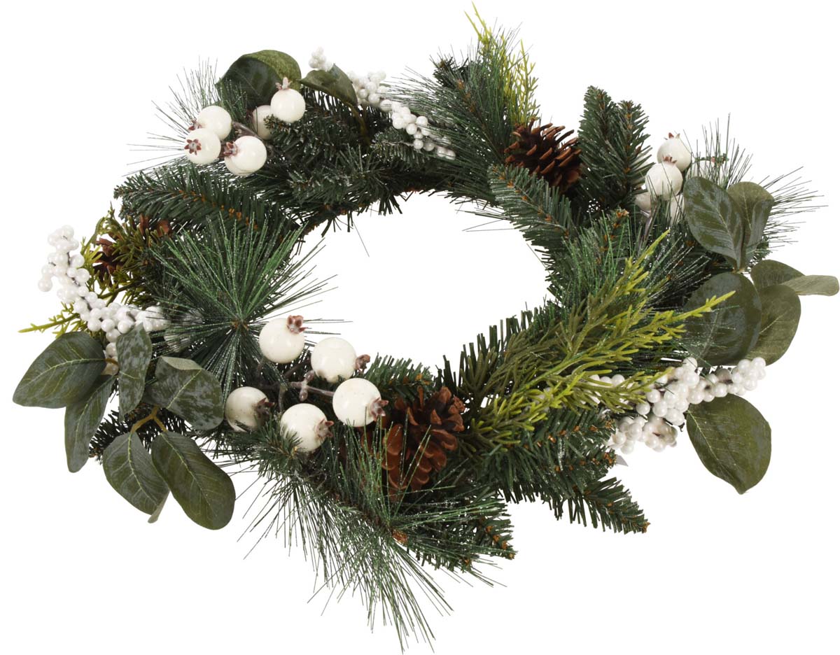 JΚ Home Décor - Στεφάνι με Λευκά Moύρα 45x10cm