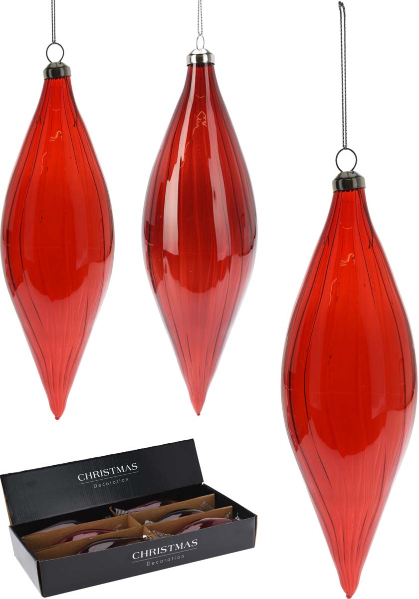 JK Home Décor - Στολίδι Δάκρυ Κόκκινο 6x21cm