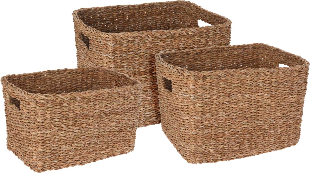 JK Home Décor - Καλάθι από Seagrass 31-37x23-29x20-27cm S/3