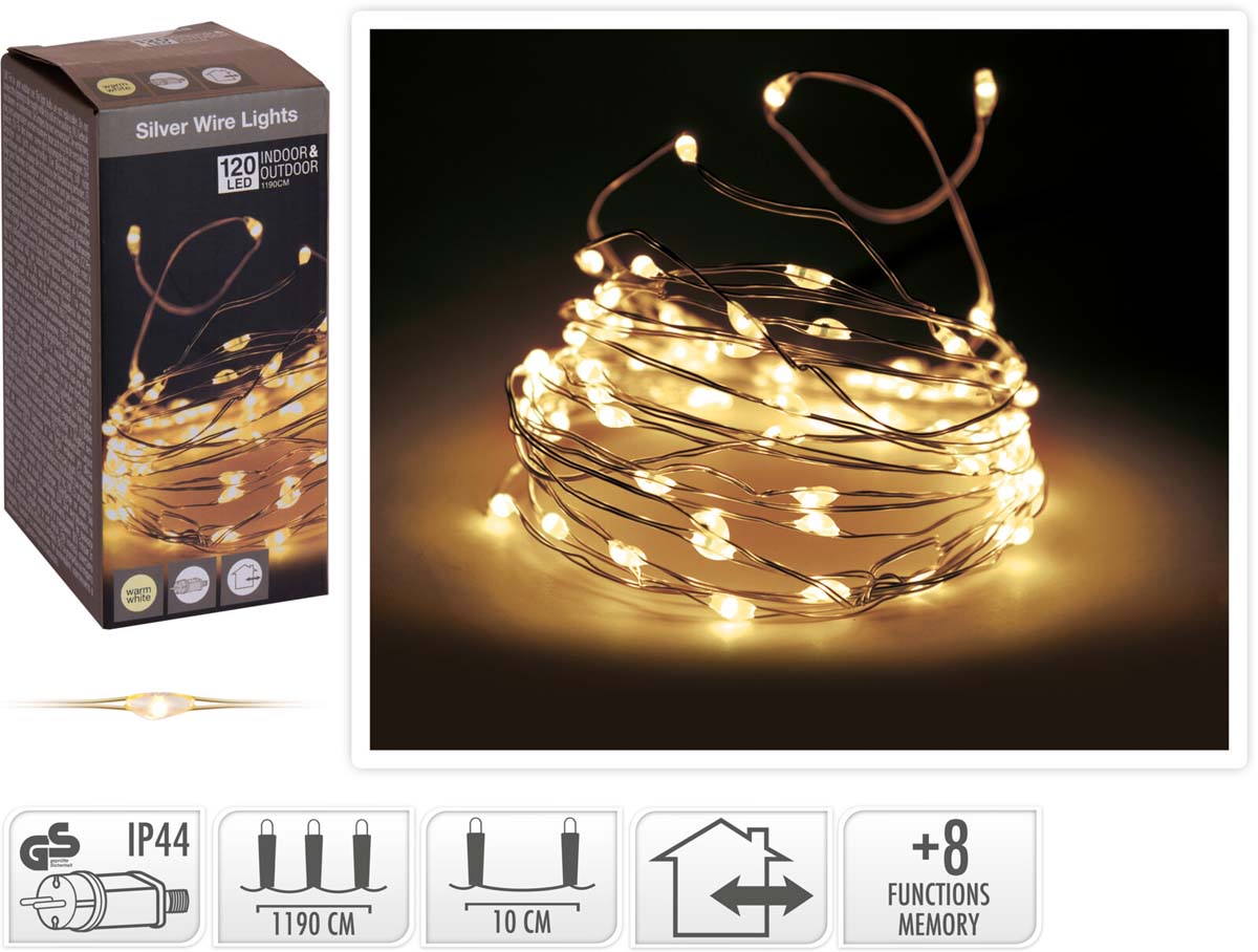 JK Home Décor - Λαμπάκια Silverwire WW 120LED 12M