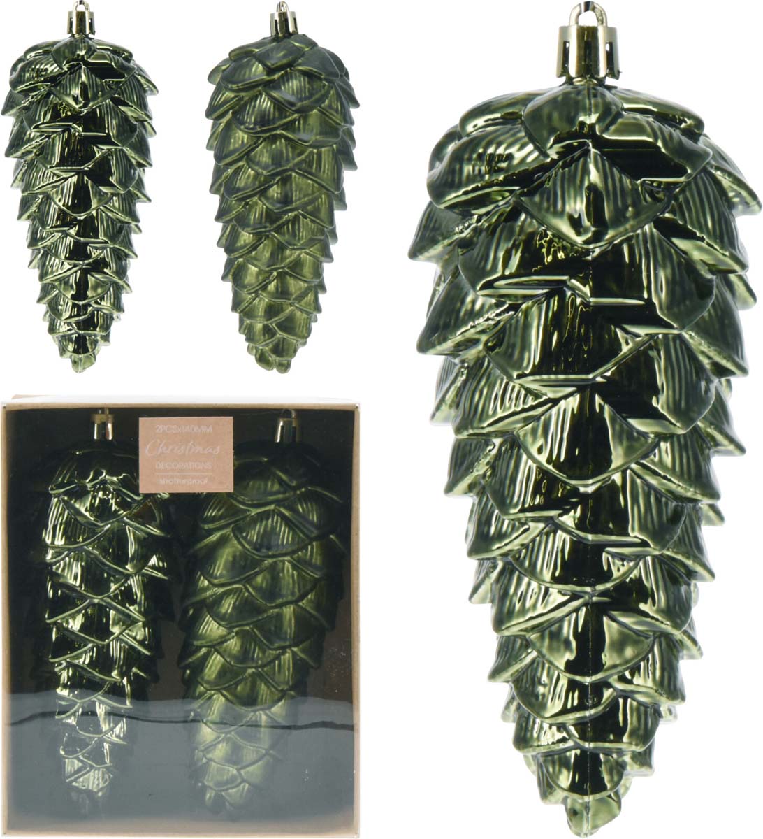 JΚ Home Décor - Κουκουνάρι Κρεμαστό Πλαστικό 14cm S/2