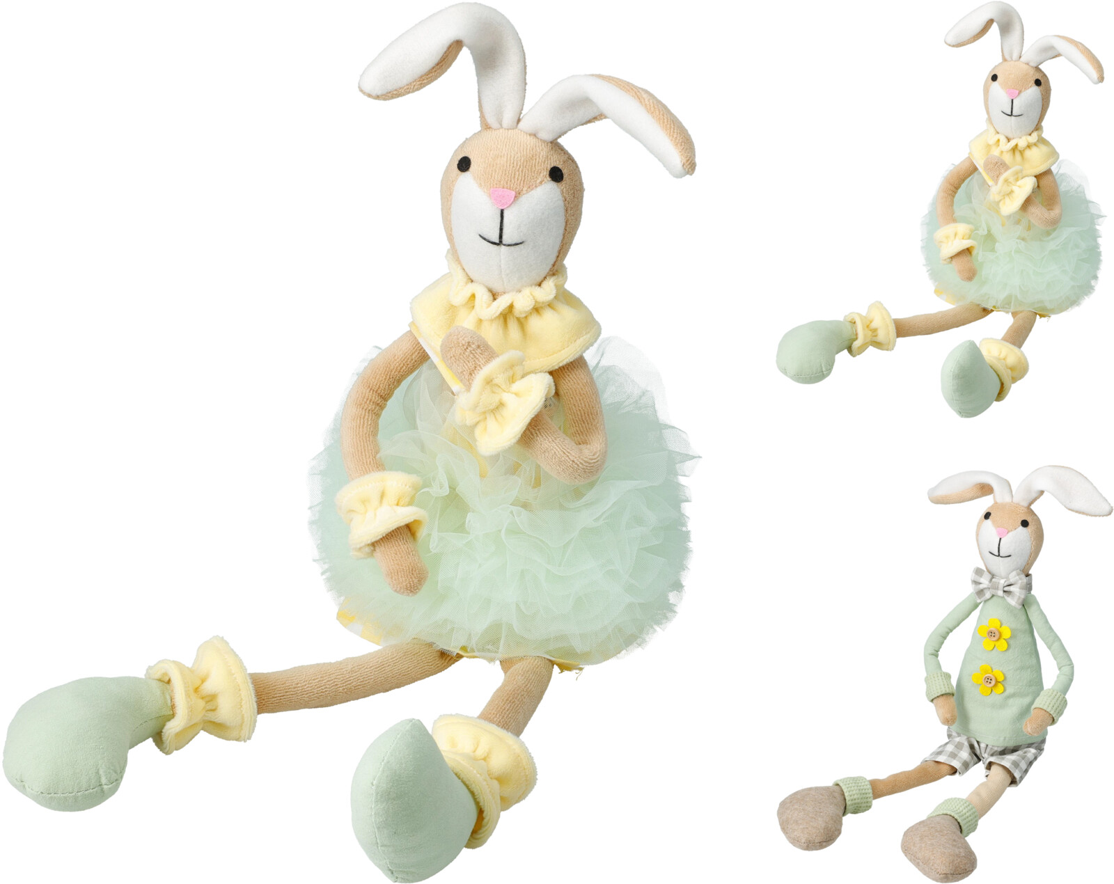 JΚ Home Decor - Πασχαλινό Λαγουδάκι με Κρεμαστά Πόδια 47cm 2Ass