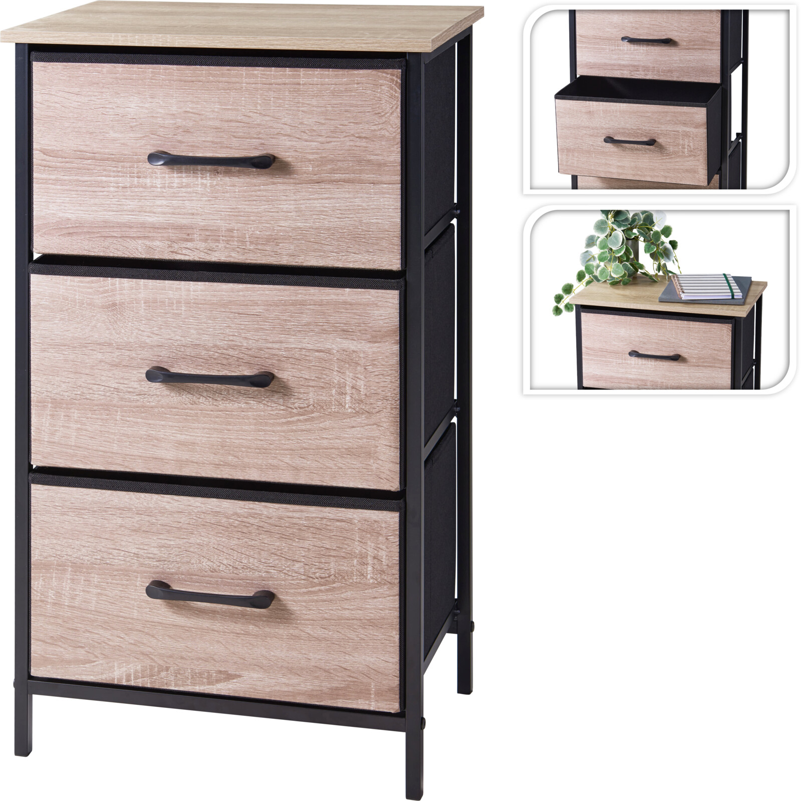 JΚ Home Decor - Μεταλλικό Ντουλαπάκι 3 Συρτάρια 45x30x75cm