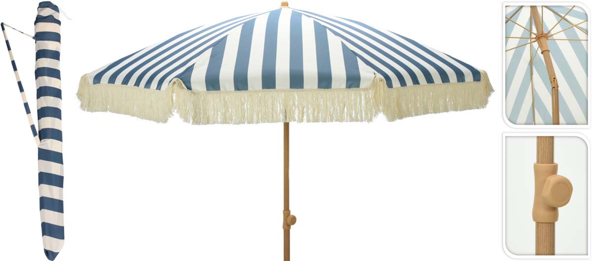 JK Home Décor - Ομπρέλα με Καρώ Μπλε 200cm